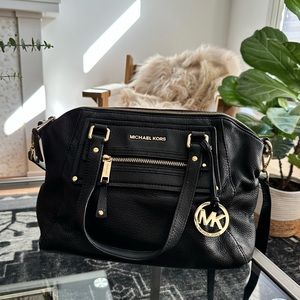 Michael Kors Gilmore Black Leather Satchel